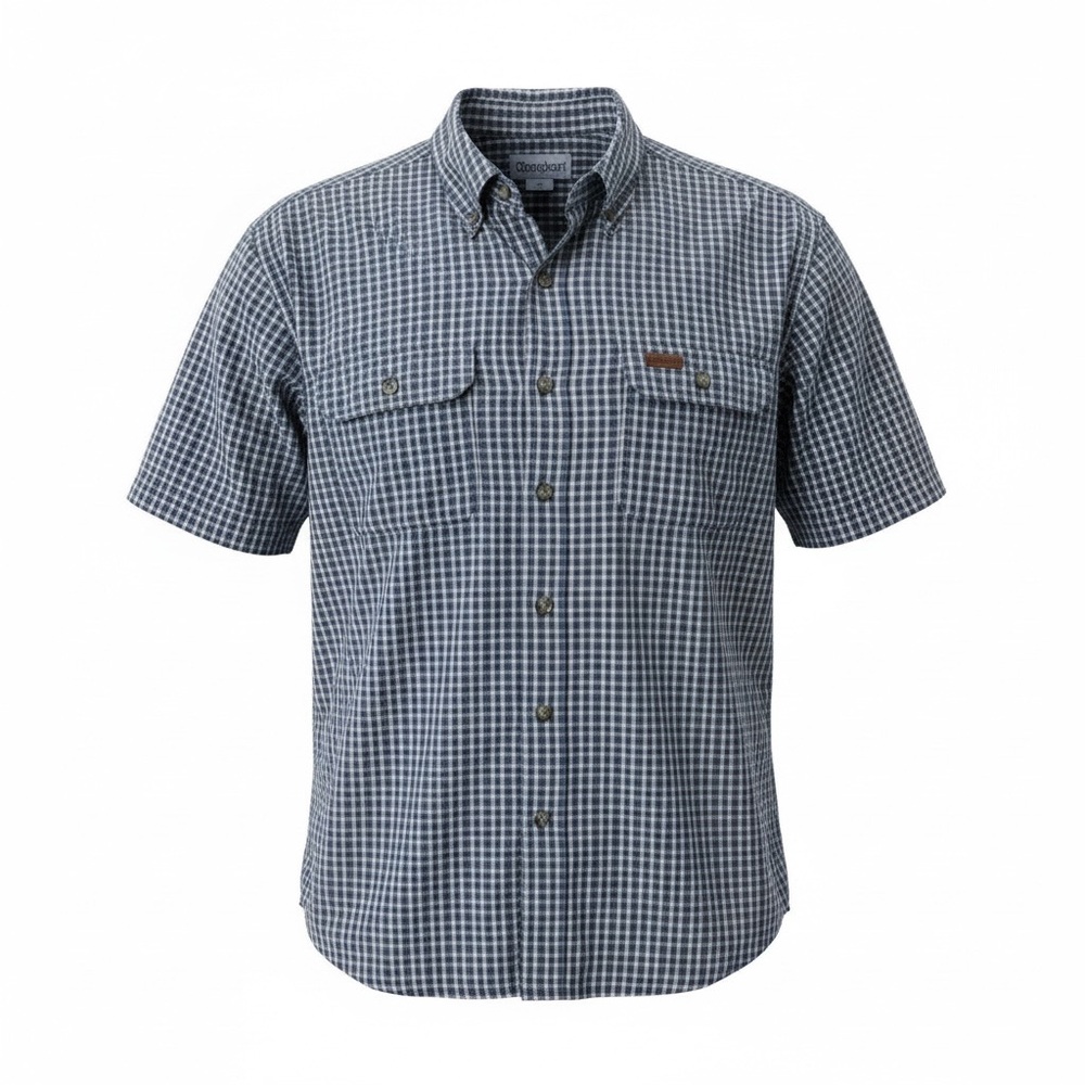 Carhartt Mens Loose Fit Midweight Chambray Plaid Gorpcore Short Sleeve Shirt XXL